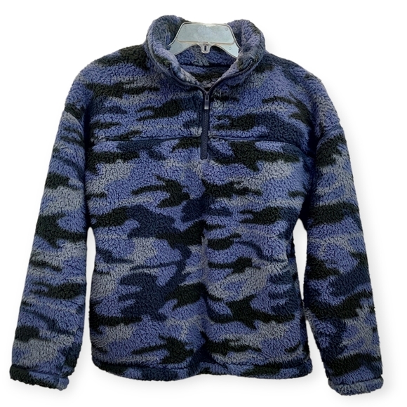 Zenana C'est la Vie Size Medium Long Sleeve Fuzzy Quarter Zip Pullover Blue - Picture 1 of 11